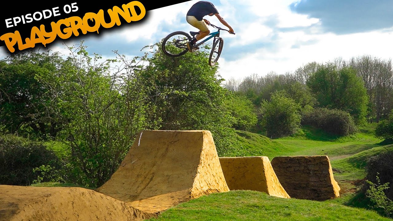 TEST RIDING THE STEP DOWN AND BUILDING A HUGE DIRT JUMP!! PLAYGROUND EP5