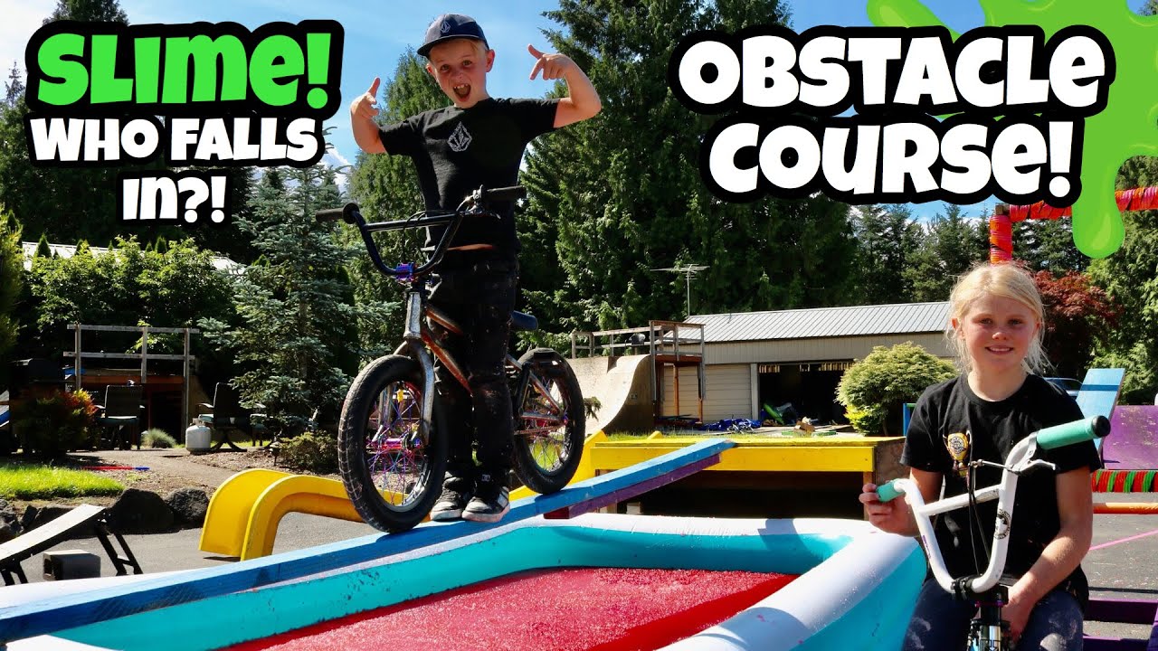 SLIME BMX Obstacle Course! *Who FALLS IN?!*